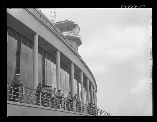 Untitled photo, possibly related to: Visitors on the observation platform. Municipal airport, Washington, D.C.