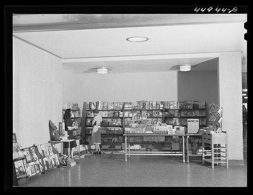 Untitled photo, possibly related to: The newsstand in the waiting room. Municipal airport, Washington, D.C.