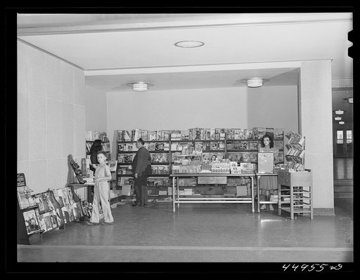 Untitled photo, possibly related to: The newsstand in the waiting room. Municipal airport, Washington, D.C.