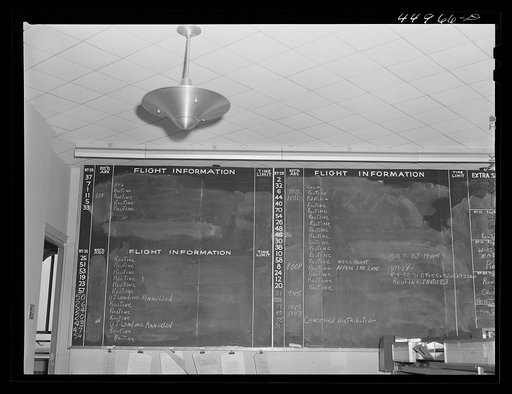 Untitled photo, possibly related to: Flight information bulletin number of one of the airlines. Washington D.C. municipal airport