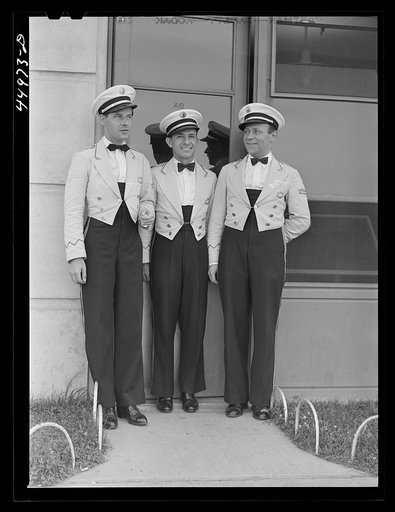 One of the airlines uses stewards, the other two use hostesses. Municipal airport, Washington, D.C.
