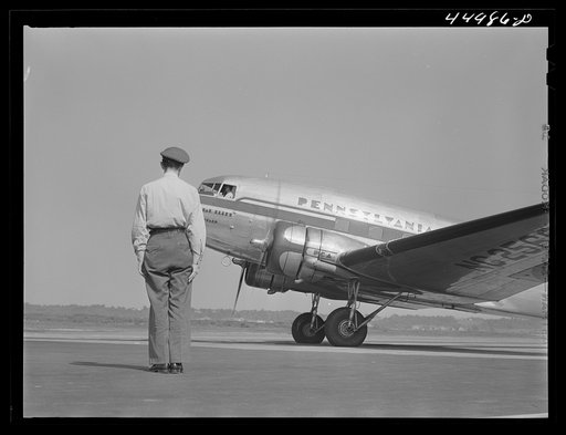 Airliner about to take off. Washington, D.C. municipal airport