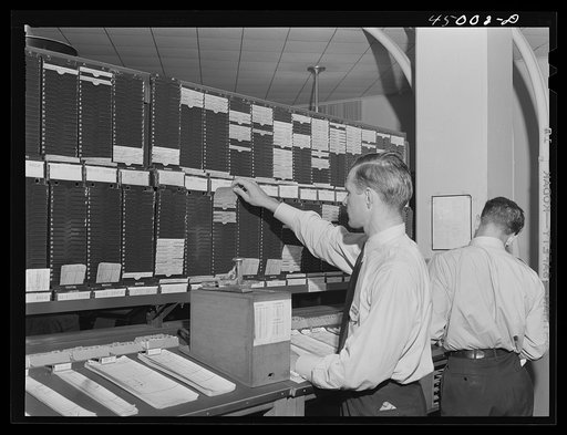 In the ticket reservations department of one of the airlines. Washington, D.C. municipal airport