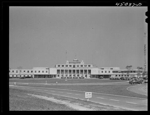 View of the front of the airport building. Municipal airport, Washington, D.C.