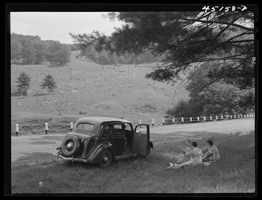 Picnickers along Route 12A near Hanover, New Hampshire