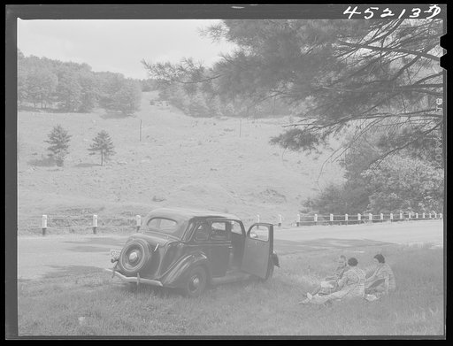Untitled photo, possibly related to: Picnickers along Route 12A near Hanover, New Hampshire