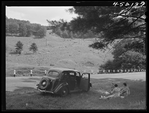 Untitled photo, possibly related to: Picnickers along Route 12A near Hanover, New Hampshire