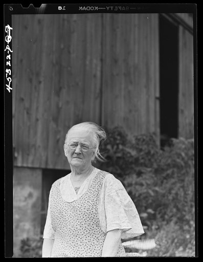 Untitled photo, possibly related to: Mrs. Carrie E. Loadwick, lifelong resident of area being taken over by the Army, who is moving to the town of Adams. Leraysville, New York