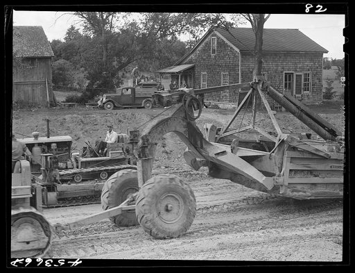 The Drake farm with Pine Camp road construction. Near Leraysville, New York