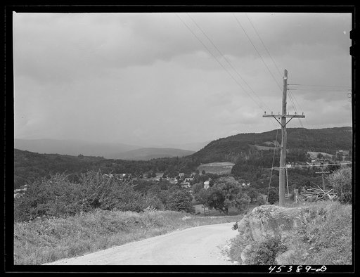 A rain coming over the town of Ludlow, Vermont