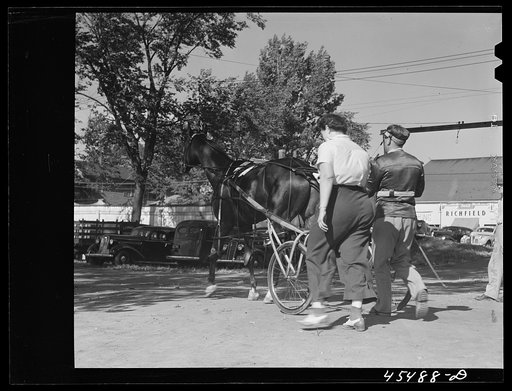 Untitled photo, possibly related to: At the sulky races at the Rutland Fair, Vermont
