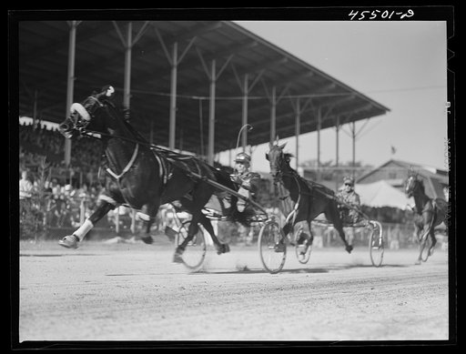 The sulky races at the Rutland Fair, Vermont