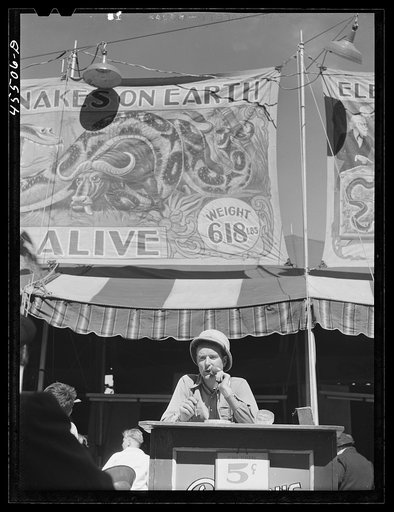 Untitled photo, possibly related to: Buying tickets for the snake show at the Rutland Fair, Vermont
