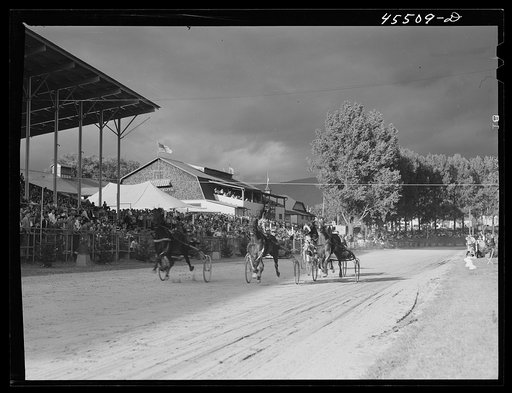 The sulky races at the Rutland Fair, Vermont