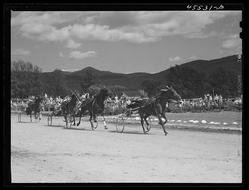 The sulky races at the Rutland Fair, Vermont