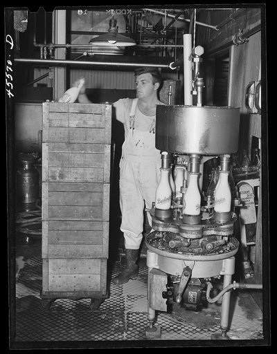 Untitled photo, possibly related to: In the Burlington cooperative milk bottling plant. Burlington, Vermont