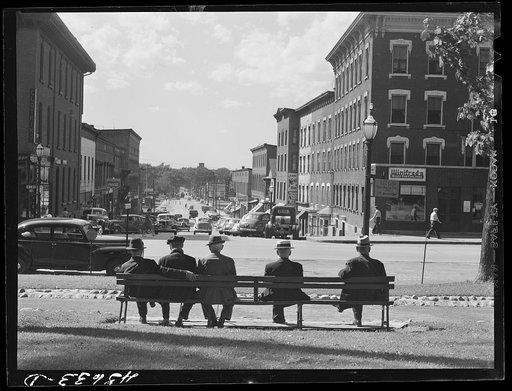 In the square, facing the main street in Saint Albans, Vermont