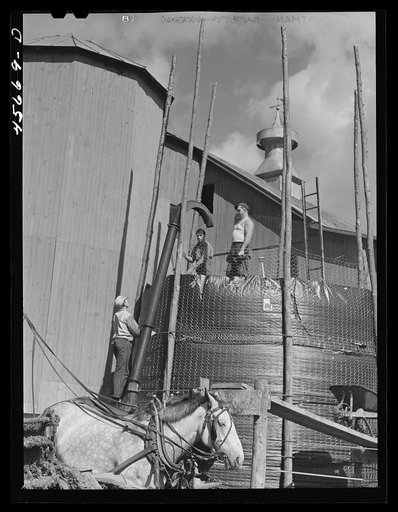 Building a temporary silo near Saint Albans, Vermont