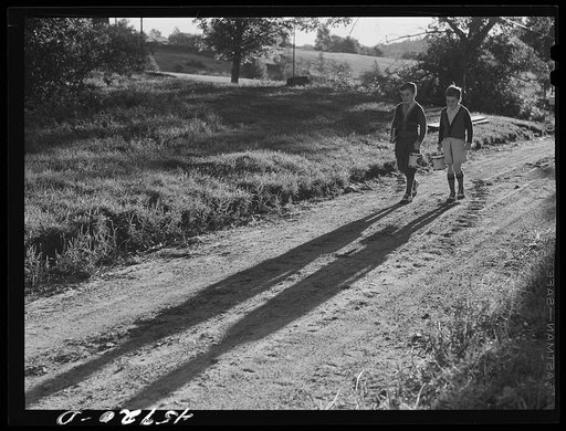 Two of the Gaynor children going to school near Fairfield, Vermont