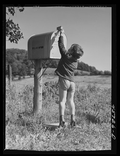 Untitled photo, possibly related to: Two of the Gaynor children going to school near Fairfield, Vermont
