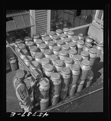 Milk cans at the United Farmers' cooperative creamery