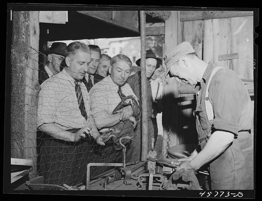The blacksmith shop in the antique building at the World's Fair in Tunbridge, Vermont