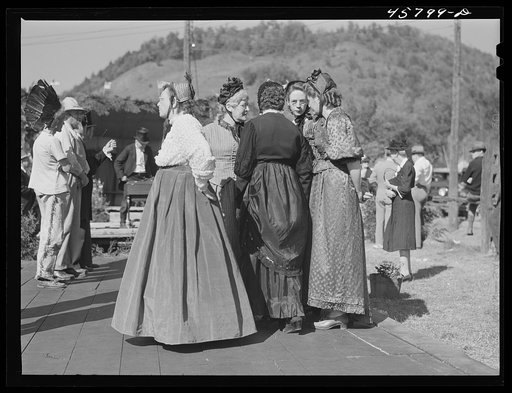 Vermonters dressed in old-fashion costumes who took part in the demonstration of old-fashion dances at the World's Fair in Tunbridge, Vermont
