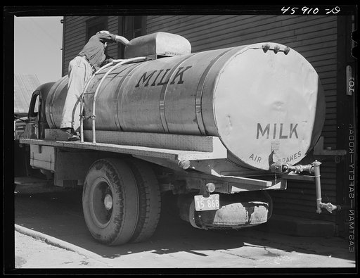 Untitled photo, possibly related to: Milk truck in front of a creamery in Enosburg Falls, Vermont