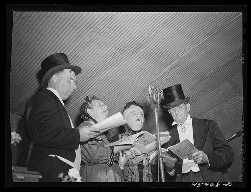 The quartet sings a selection at an old-fashioned musical at the "World's Fair" in Tunbridge, Vermont
