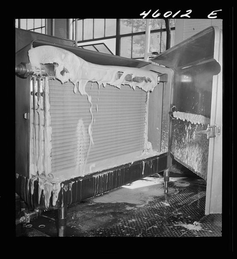 Cooling unit for skim milk at the United Farmers' Cooperative Creamery in Sheldon Springs, Vermont