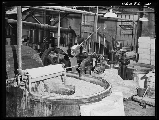 Vat in which paper pulp is churned at the Mississquoi Corporation paper mill in Sheldon Springs, Vermont