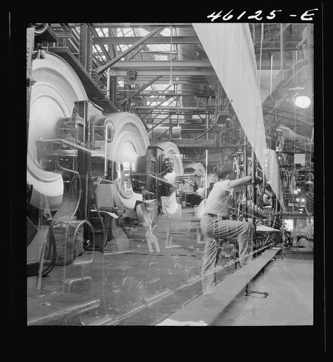 Untitled photo, possibly related to: In the Mississquoi Corporation paper mill. Sheldon Springs, Vermont