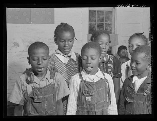 Untitled photo, possibly related to: Siloam, Greene County, Georgia. Singing class in a Negro school