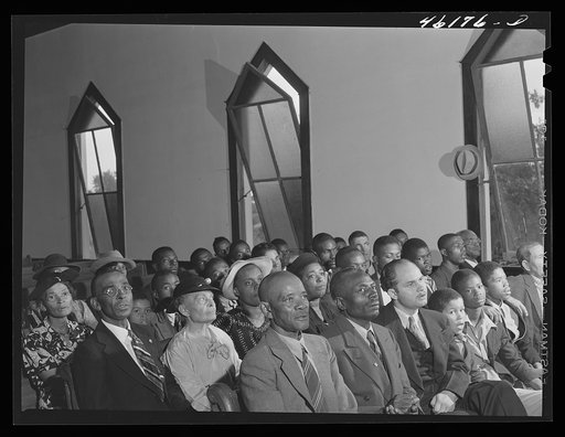 Untitled photo, possibly related to: Woodville, Greene County, Georgia. Church service in the Negro church