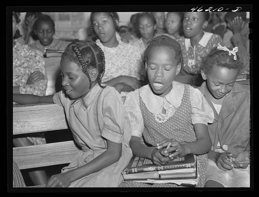 Untitled photo, possibly related to: Siloam, Greene County, Georgia. Singing class in a Negro school