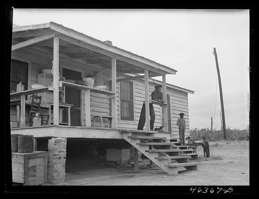 Untitled photo, possibly related to: The Rhodes house, which is being repaired with the help of the FSA (Farm Security Administration) in the Mount Pleasant community, Greene County, Georgia