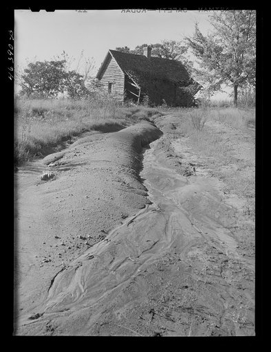 Untitled photo, possibly related to: Erosion on a farm west of Greensboro, Greene County, Georgia