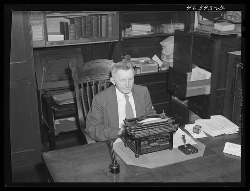 Untitled photo, possibly related to: Dr. T. Rice, county Historian at work in his office Greensboro, Greene County, Georgia