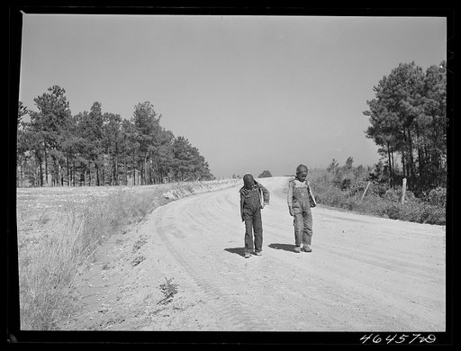 Untitled photo, possibly related to: Boyd Jones coming to school at the Alexander community center, Greene County, Georgia