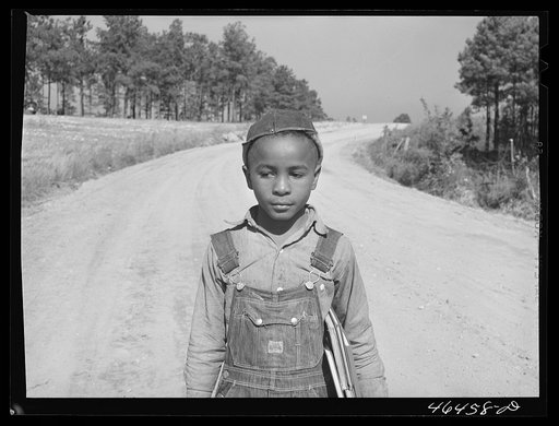 Untitled photo, possibly related to: Boyd Jones coming to school at the Alexander community center, Greene County, Georgia