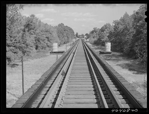 Railroad tracks, Greene County, Georgia. Across the Oconee river