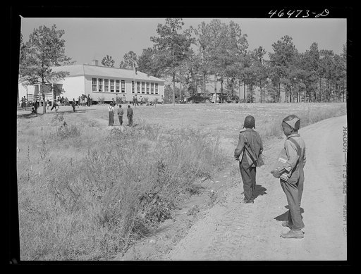 Untitled photo, possibly related to: Boyd Jones coming to school at the Alexander community center, Greene County, Georgia