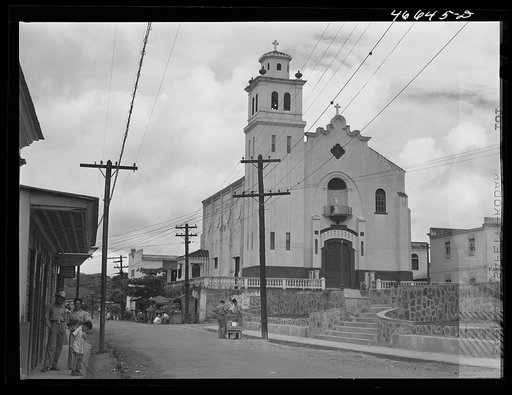 Barranquitas, Puerto Rico. Plaza and church