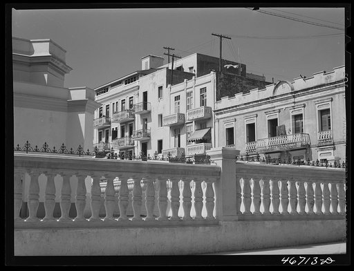 San Juan, Puerto Rico. Apartment houses near the Cathedral in old part of the city