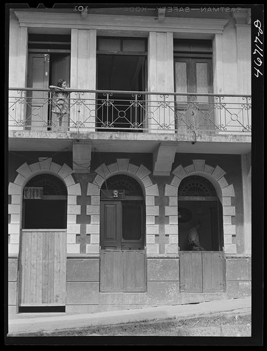 San Juan, Puerto Rico. Apartment houses near the Cathedral in old part of the city