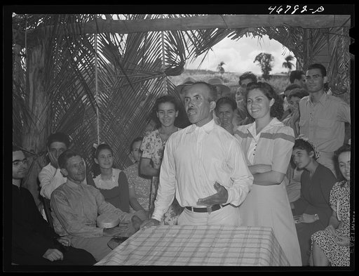 Corozal, Puerto Rico (vicinity). Ecequiel Irene, FSA (Farm Security Administration) Tenant Purchase borrower, making a speech on the FSA (Farm Security Administration) program at the FSA (Farm Security Administration) celebration at his farm