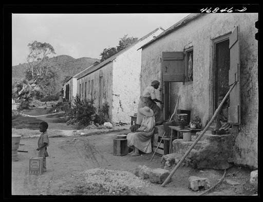 Untitled photo, possibly related to: Christiansted, Saint Croix Island, Virgin Islands (vicinity). Old Negro women who live in one of the slum villages which at one time used to be slave quarters