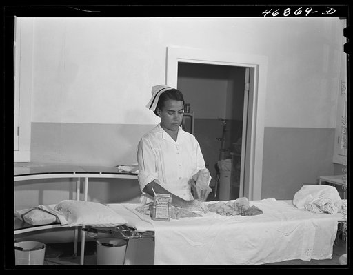 Christiansted, Saint Croix Island, Virgin Islands. One of the nurses in the operating room at the Christiansted hospital
