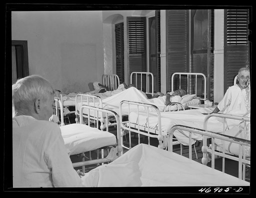 Christiansted, Saint Croix Island, Virgin Islands. In the men's ward of the Christiansted hospital