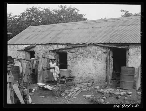 Saint John, Saint Croix Island, Virgin Islands. Village house divided off into rooms, one for each family